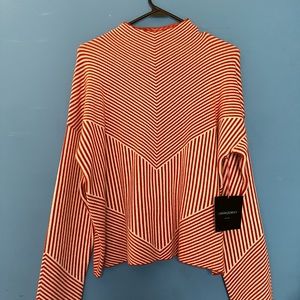 Cynthia Rowley Mock Neck Stripped Pattern sweater